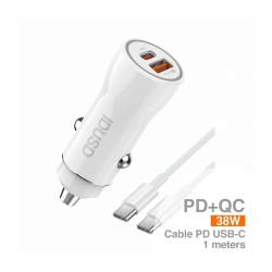 IDUSD-ECO Cargador coche PD+QC 38W + PD USB-C - F56B