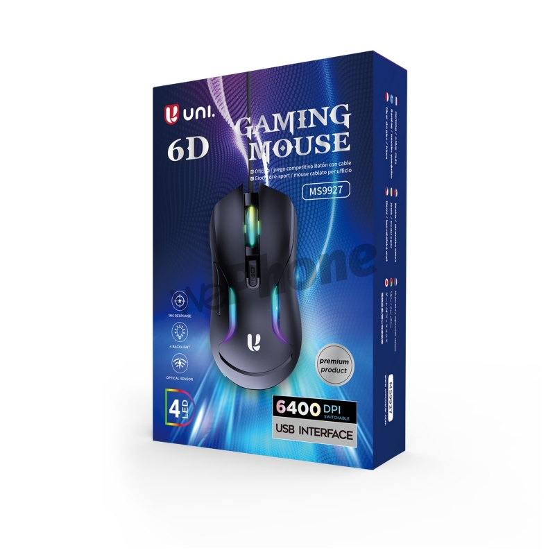 UNICO - MS9927  Ratón  wired gaming mouse，Black