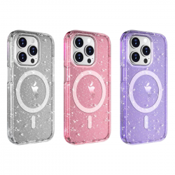 Brillo y Estilo, Funda Transparente con Glitter y Magsafe para Iphone serie