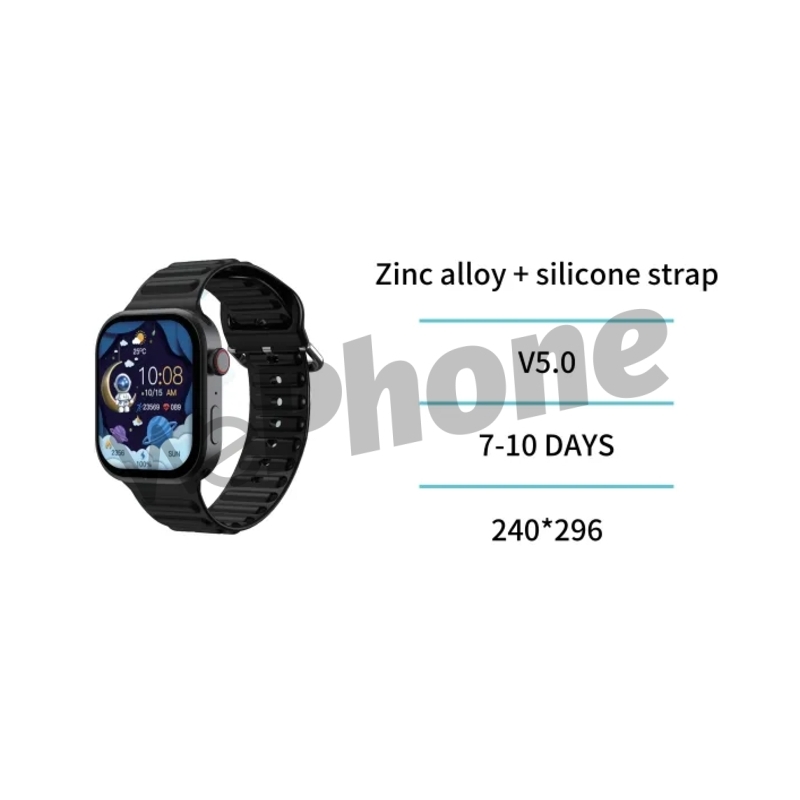 UNICO - SW2175 Smart Watch Reloj inteligente con borde en ángulo recto Hryfine, esfera de 2,01 pulgadas, 49 mm,NEGRO