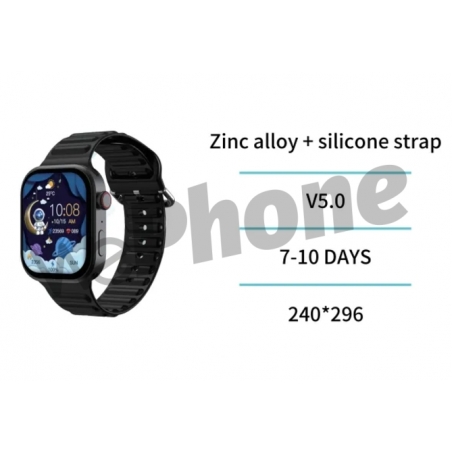 UNICO - SW2175 Smart Watch Reloj inteligente con borde en ángulo recto Hryfine, esfera de 2,01 pulgadas, 49 mm,NEGRO