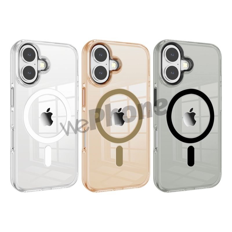 Funda Nunca amarillea Transparente con Magsafe y Botones Metálicos para Iphone 16/16PLUS