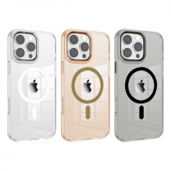 Funda Nunca amarillea Transparente con Magsafe y Botones Metálicos para Iphone serie