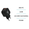 UNICO - HC1848 Cargador de casa dual USB A+C PD3.0 30W GaN con certificación CE NEGRO Carga Rápida