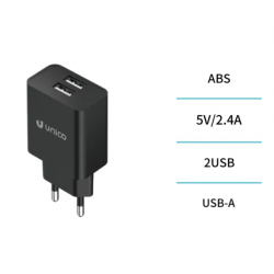 UNICO - HC1161 Cargador doméstico Dual U 2.4A (CE)