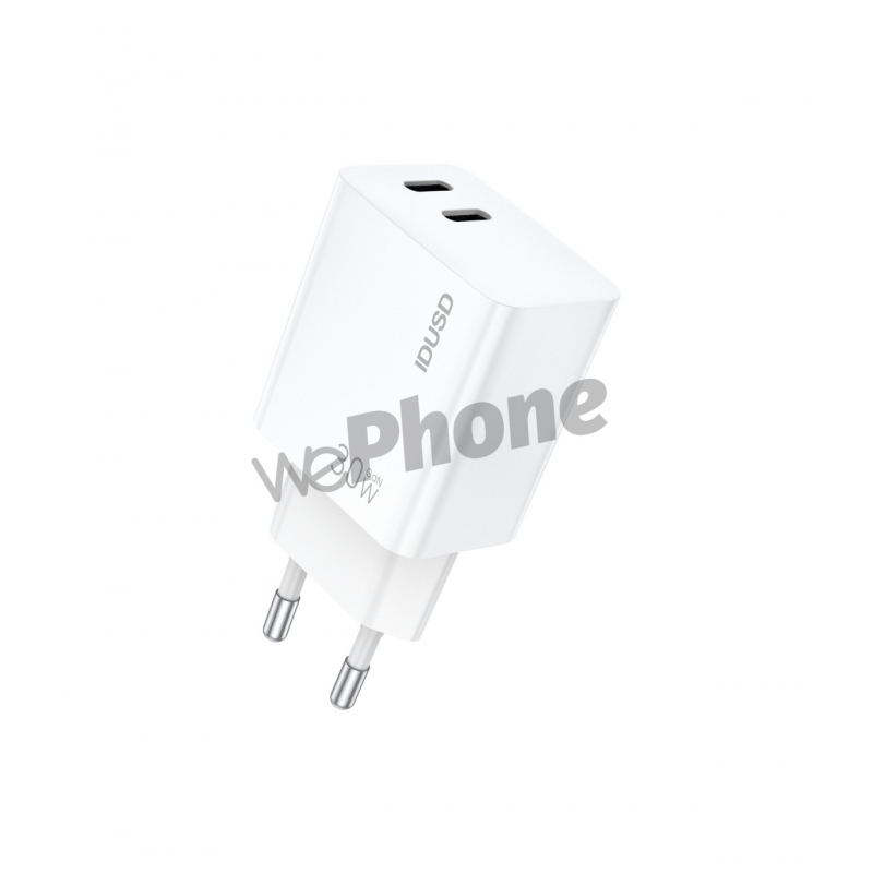 Cargador GaN PD30W Dual USB-C Carga rápida dual