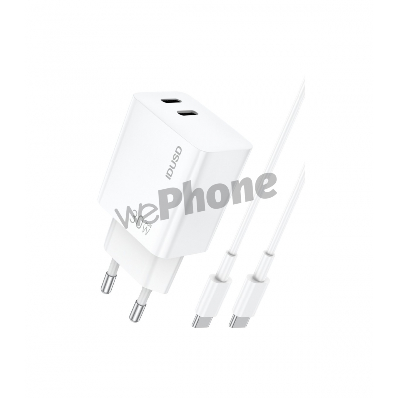 Cargador GaN PD30W Dual USB-C + PD USB-C Carga rápida dual