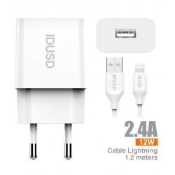 IDUSD Smart Charger 1U 2.4A + Lightning - D72B