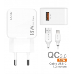 IDUSD Cargador Rápida QC3.0 + USB-C - D53B