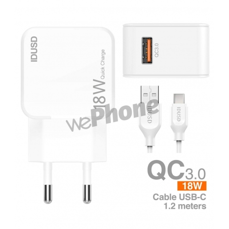 IDUSD Cargador Rápida QC3.0 + USB-C - D53B