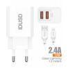 IDUSD Smart Charger 2-USB 2.4A + Lightning 1.2M - D42B