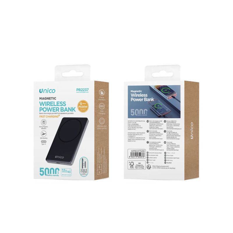 UNICO -PB2237 Power Bank de energía de carga rápida inalámbrica mag...