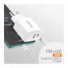 IDUSD-Cargador Carga Rapida PD+QC 25W + PD USB-C 1M - D196B