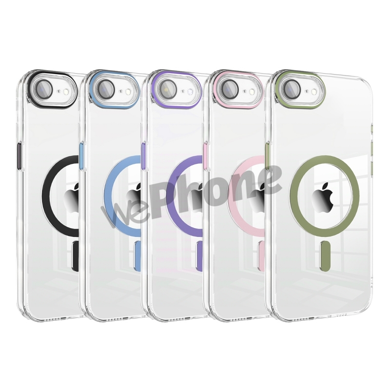 Funda Magsafe Transparente Cubre Camara de Colores iPhone 16E | Wephone Mayorista Funda Magsafe Transparente Cubre Camara de Colores iPhone 16E | Wephone Mayorista