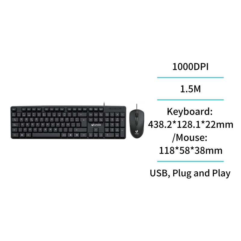 UNICO--KB1574 Juego de teclado y ratón con cable 3D (versión en esp... UNICO--KB1574 Juego de teclado y ratón con cable 3D (versión en esp...