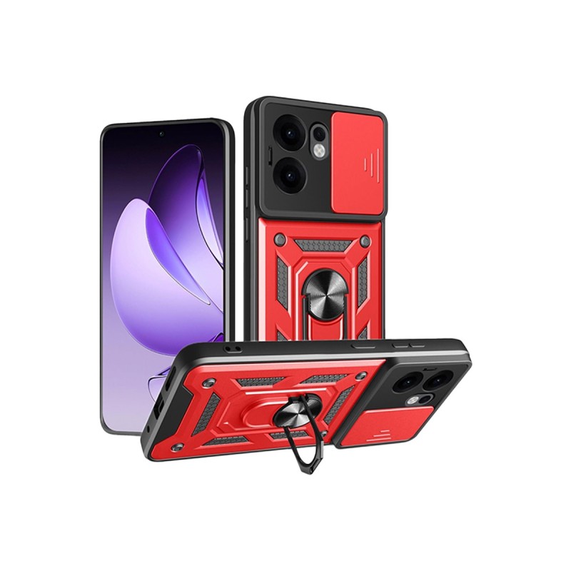 Funda Armadura con Tapa Deslizante Oppo Reno 13F Cámara y Anillo | Wephone Mayorista
