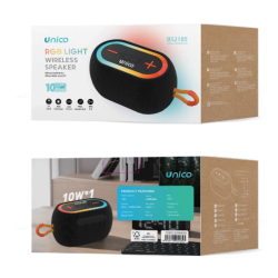 UNICO--BS2185 Altavoz Bluetooth LED recubierto de tela 10 W CE