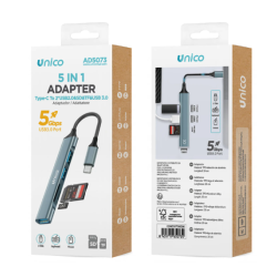 UNICO--AD5073 Adaptador metálico tipo C macho a USB 2.0 2 + SD + TF...