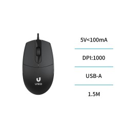UNICO--MS1576 Ratón con cable 3D NEGRO