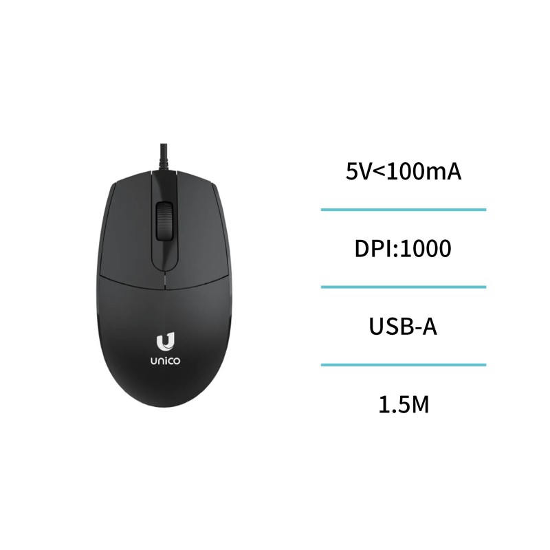 UNICO--MS1576 Ratón con cable 3D NEGRO UNICO--MS1576 Ratón con cable 3D NEGRO