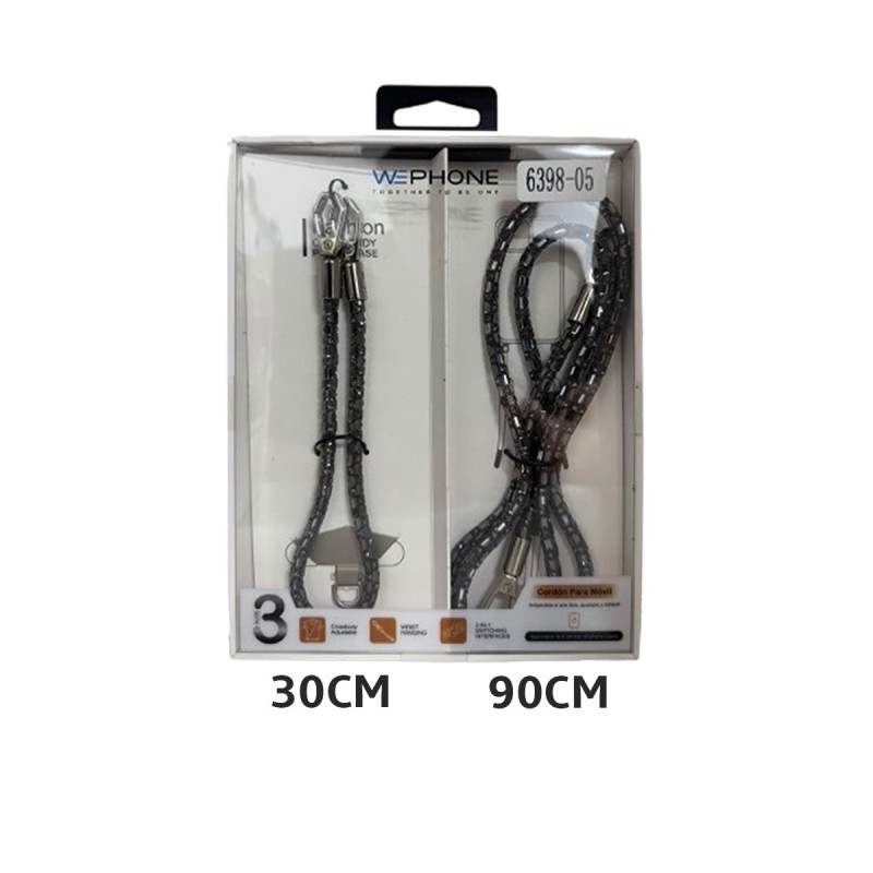WEPHONE CORREA--Correa Doble para Móvil (30cm + 90cm) – Usos Múltip...