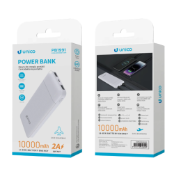 UNICO--PB1991 BLANCA Power Bank de 10000 mAh y 10 W de tira larga