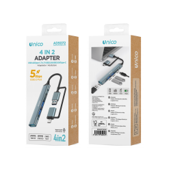 UNICO--AD5072 Adaptador metálico cuatro en dos hembra A+C macho a U...