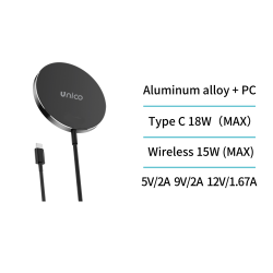 UNICO --HC2716 Cargador inalámbrico magnético compatible con teléfo...