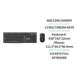 UNICO--KB1547 2.4G Wireless Keyboard and Mouse Combo 4D, 4 Keys (Sp...