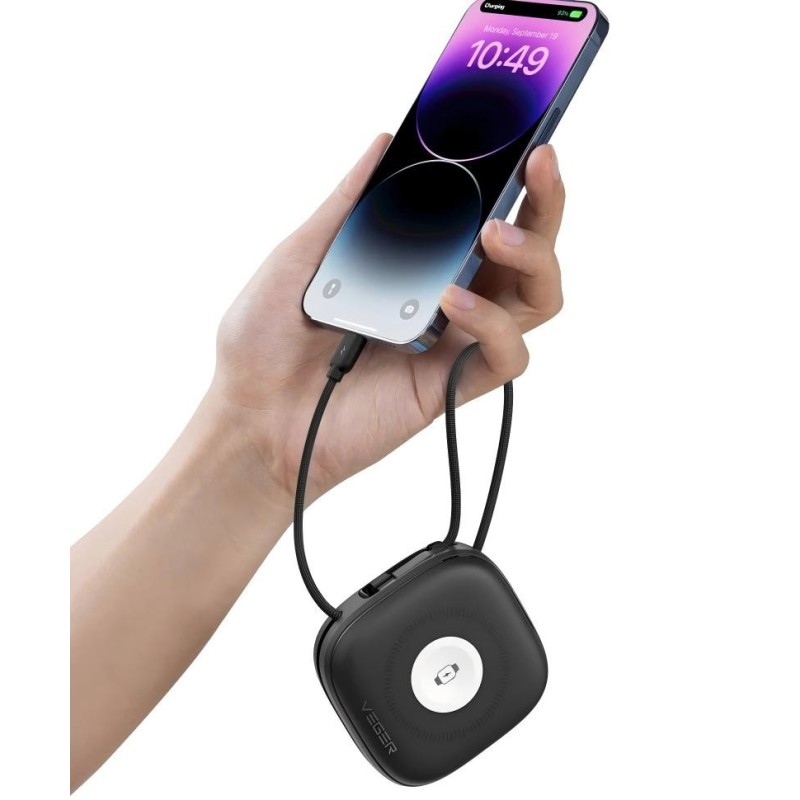 Power Bank 10000mAh 4 en 1 con Cables USB-C + Lightning y Carga para Apple Watch | Wephone Mayorista