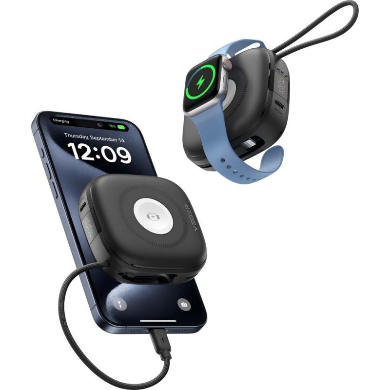 Power Bank 10000mAh 4 en 1 con Cables USB-C + Lightning y Carga para Apple Watch | Wephone Mayorista