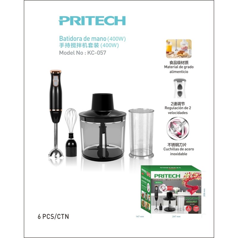 Batidora de Mano con Accesorios PRITECH 400W – Modelo KC-057