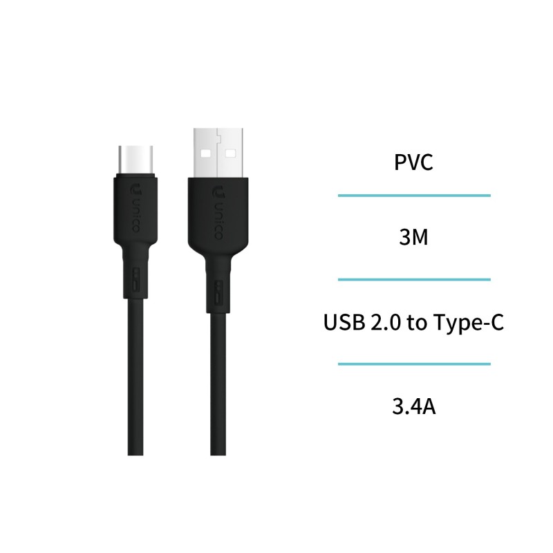 UNICO--CB1790 Cable A-C 3.4A 3M PVC NEGRO UNICO--CB1790 Cable A-C 3.4A 3M PVC NEGRO