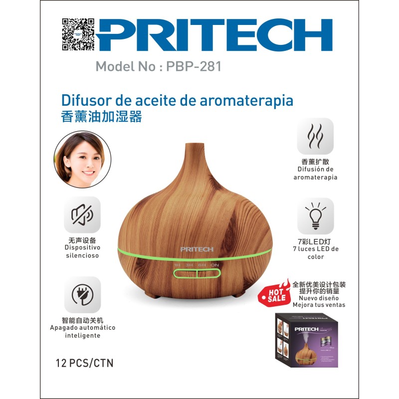 Difusor de Aceite de Aromaterapia con Luces LED y Apagado Automátic...