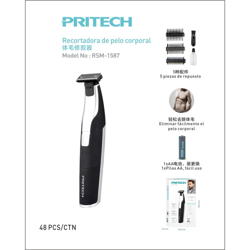Recortadora de Vello Corporal con Accesorios y Cabezal Lavable IPX4...