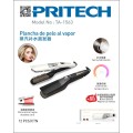 Plancha de Pelo al Vapor con Pantalla LCD y Cepillo Alisador 65W PR...