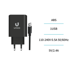 UNICO--HC1630 Cargador Completo 1U 2.4A con cable A-L