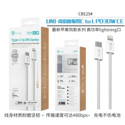 UNICO - CB1254 – Cable de Datos USB-C a Lightning 30W 3A 1.5M