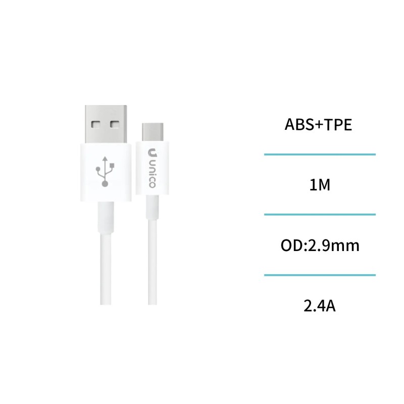 UNICO - CB1593 – Cable de Datos USB-A a USB-C 1M 2.4A