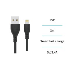 UNICO - CB9022 – Cable de Datos USB-A a Lightning 3M 2.4A