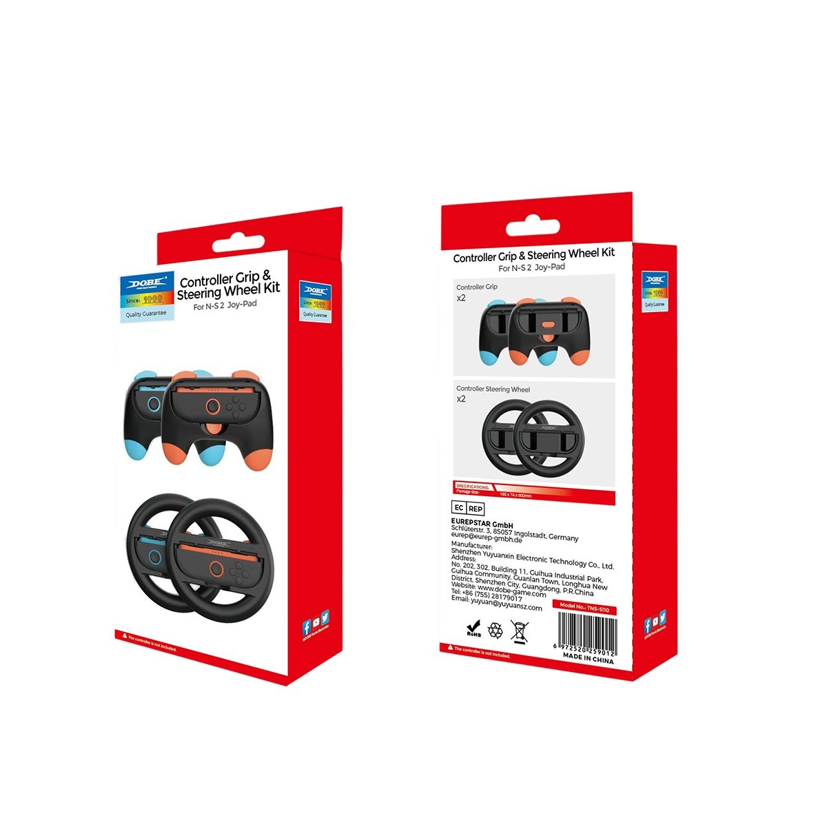 Kit de 4 Accesorios para Nintendo Switch 2 – 2 Grips + 2 Volantes DOBE