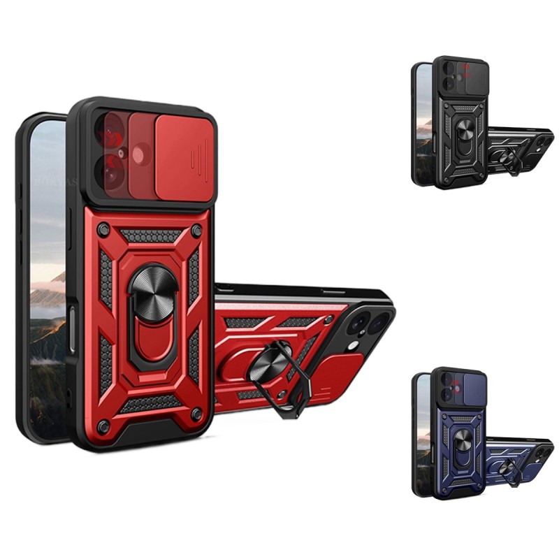 Funda Armadura con Tapa Deslizante iPhone 17 Cámara y Anillo | Wephone Mayorista