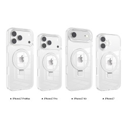 Funda Gstyle Transparente con Soporte para iPhone 17 | Reforzada y Compatible con Carga Inalámbrica