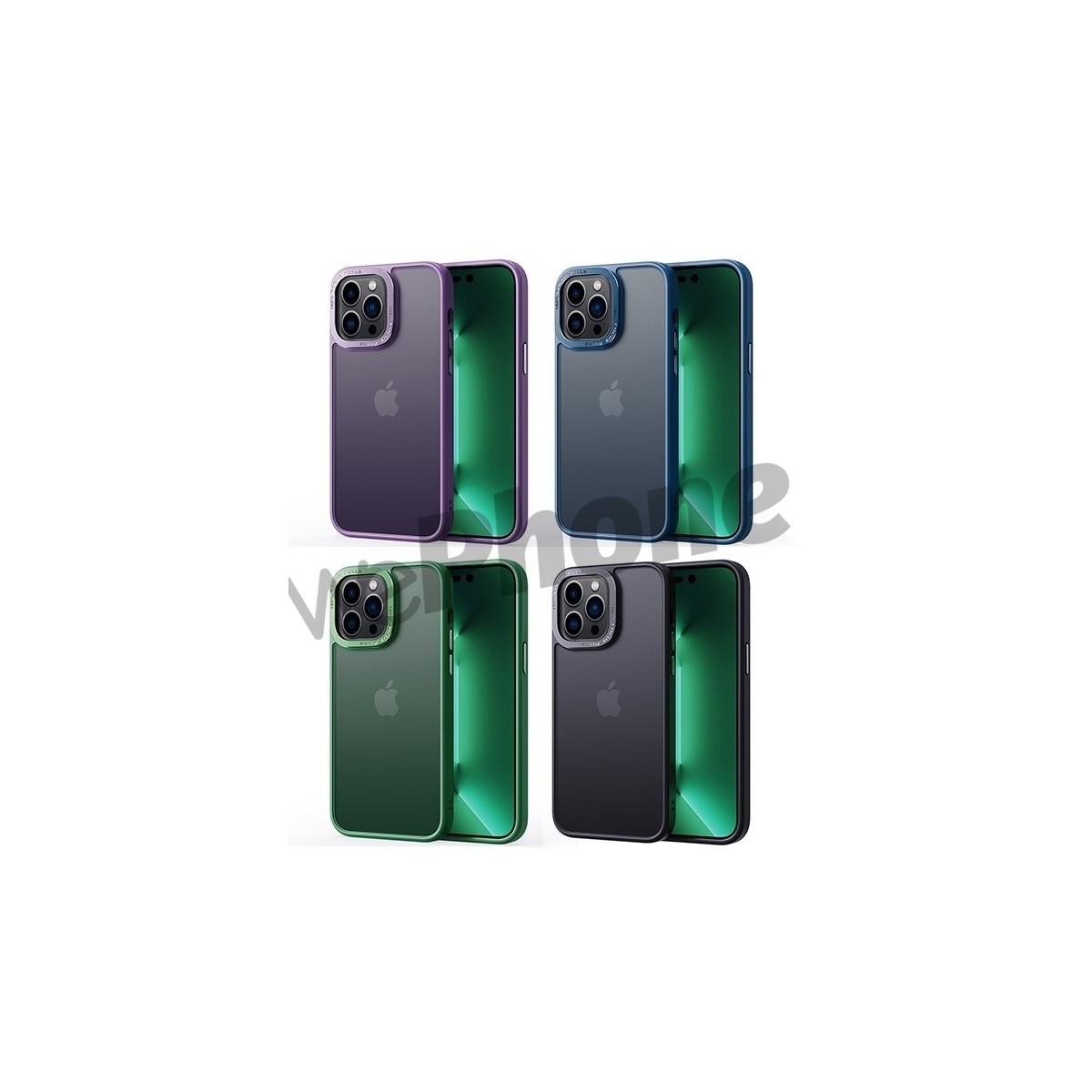 Funda Mate Metal iPhone 15 Pro Max Marco Metálico Antihuellas | Wephone Mayorista