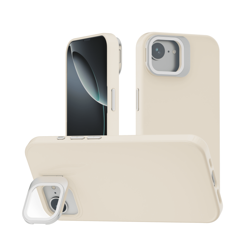 Funda Efecto Cristal Brillante iPhone 16E con Soporte | Wephone Mayorista