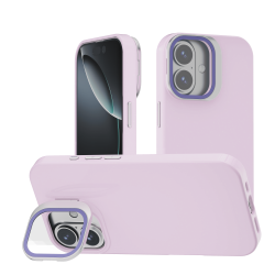 Funda Efecto Cristal Brillante iPhone 16  con Soporte | Wephone Mayorista