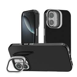 Funda Efecto Cristal Brillante iPhone 16  con Soporte | Wephone Mayorista