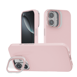 Funda Efecto Cristal Brillante iPhone 16  con Soporte | Wephone Mayorista