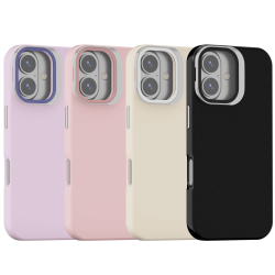 Funda Efecto Cristal Brillante iPhone 16  con Soporte | Wephone Mayorista