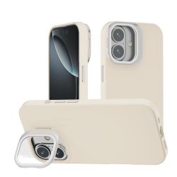 Funda Efecto Cristal Brillante iPhone 16  con Soporte | Wephone Mayorista